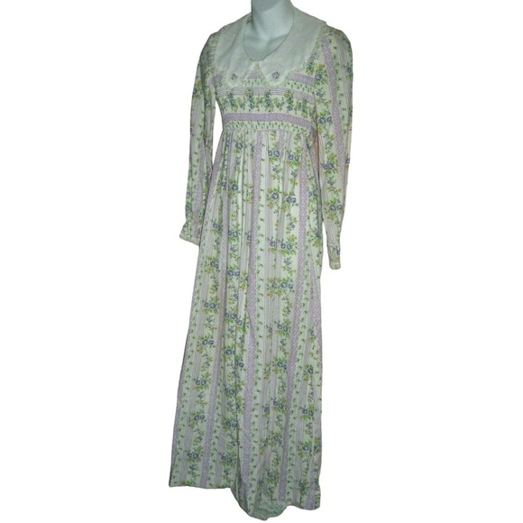 Vintage 60's 70's Gunne Sax Prairie Dress Cottagecore Floral Lace Victorian - Picture 3 of 11